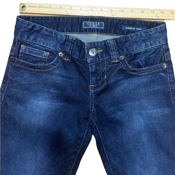 Women’s Y2k ORIGINAL Guess Jeans Dark Wash Daredevil Boot Size 26 EUC No holes - Picture 4 of 16